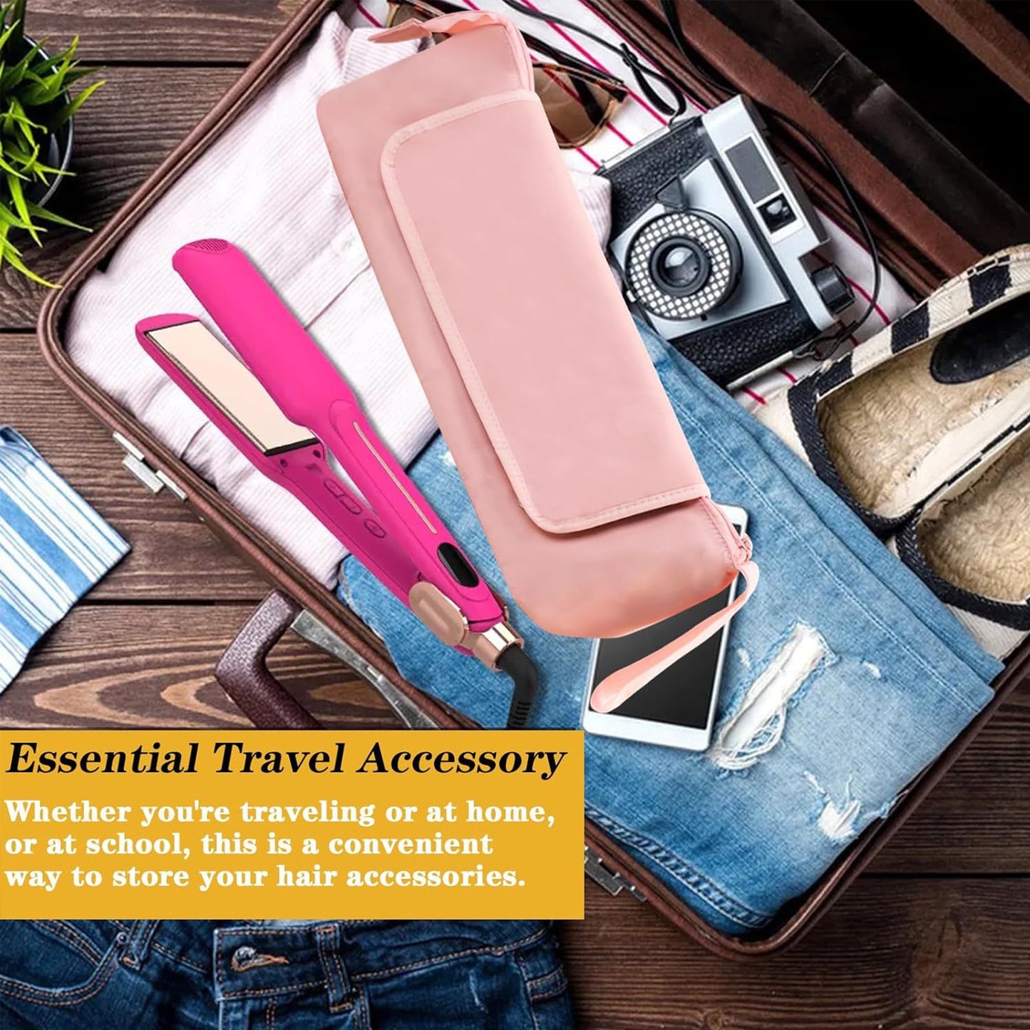 Travel Hair Tools Bag | Heat Resistant Mat & Organizer Case for Women