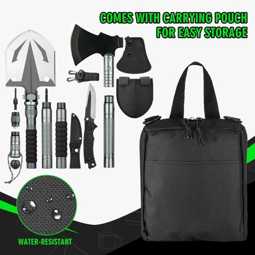 ZENHOSIT Survival Shovel with Camping Axe: Multifunctional Tactical Gear for Outdoor Adventure - 180 Degree Folding Camping Shovel Multi-Tool with Carry Pouch for Outdoor Camping Hiking