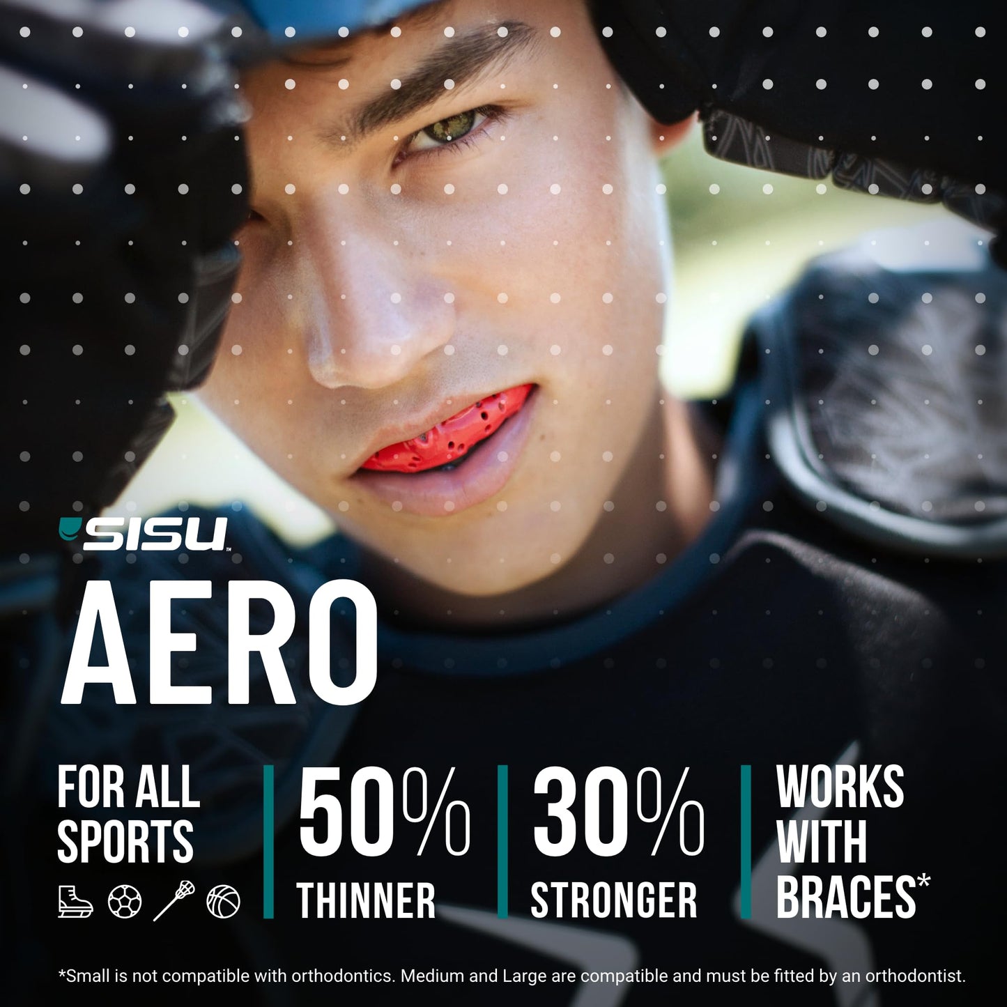 SISU Aero Medium Mouthguard, Charcoal Black - 30% Stronger Protection for Lacrosse, Football, Hockey, Roller Derby, Team Sports - Remoldable Up to 20 Times - Ultra Slim - Works for Braces - Non Toxic