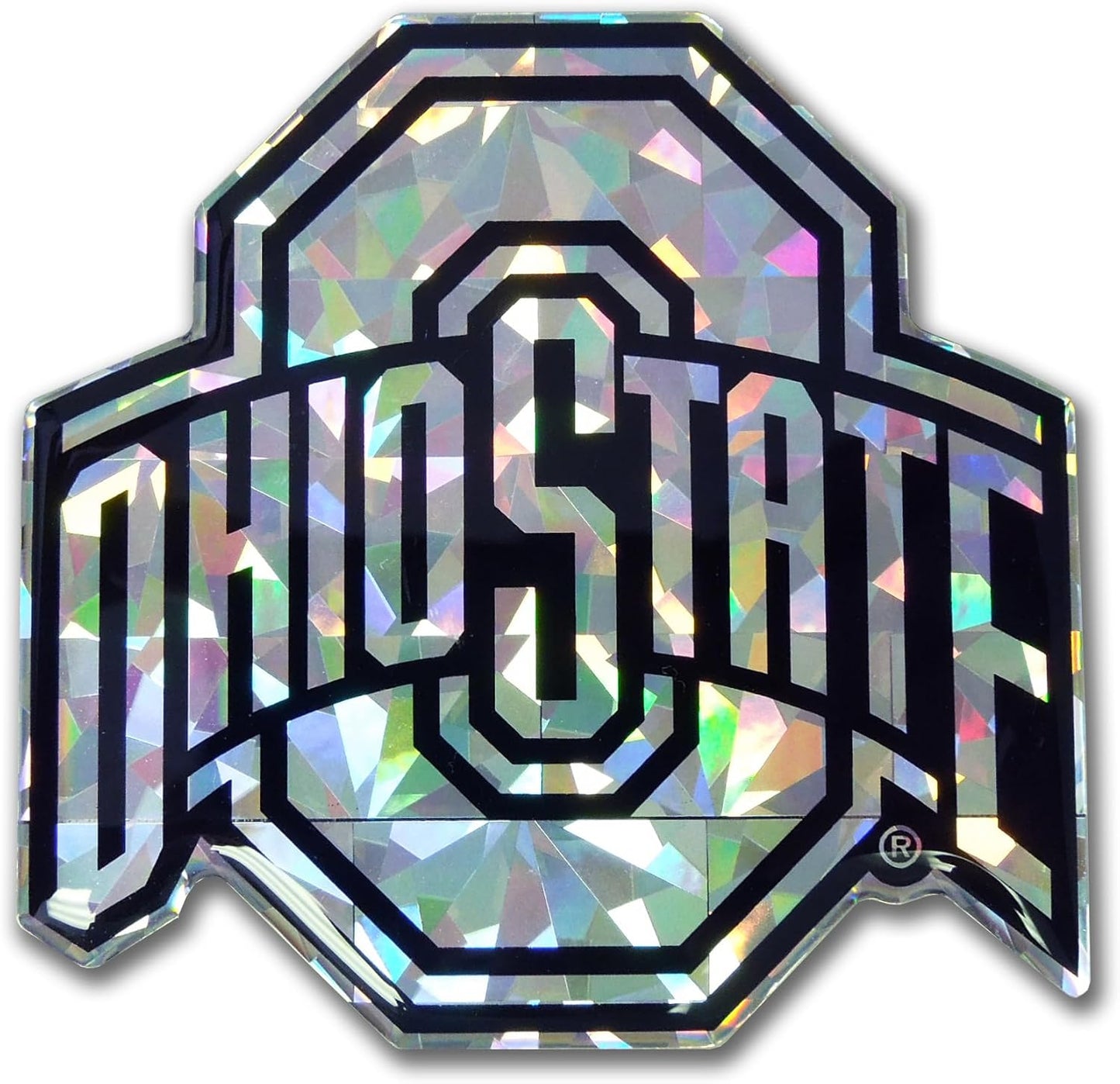 Elektroplate Officially Licensed Ohio State Silver Reflective Decal | Premium 3D Doming All Weather Sticker for Car, Water Bottle, Laptop, Window, Cooler, Bumper, Toolbox, Phone | Made in The USA