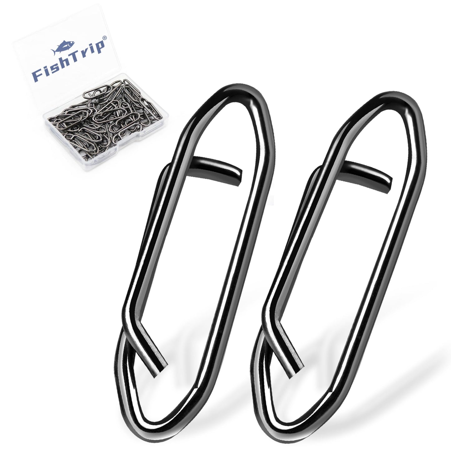 Fishing Clips Power Clip, 50pcs Speed Clip for Fishing Lure Quick Change Connector Link Split Rings Snaps Saltwater Freshwater Black Nickel #0