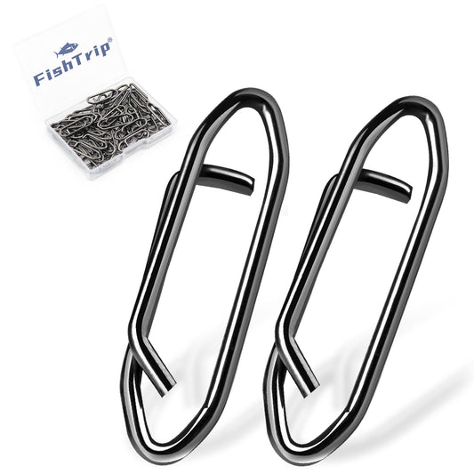Fishing Clips Power Clip, 50pcs Speed Clip for Fishing Lure Quick Change Connector Link Split Rings Snaps Saltwater Freshwater Black Nickel #0