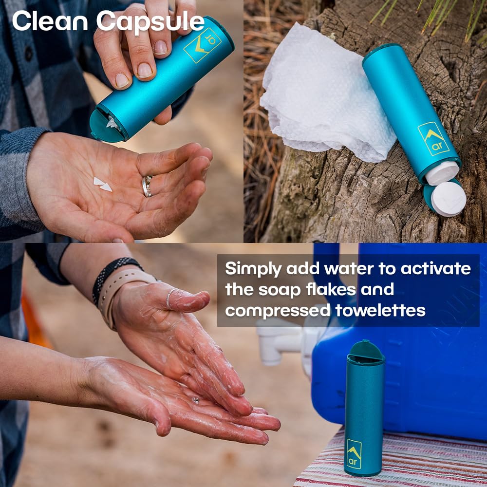 Adventure Ready Backpacking Trowel Toilet Kit - Includes Aluminum Camping Shovel, Toilet Paper, Packout Bags, Soap Flakes & Compressed Towelettes