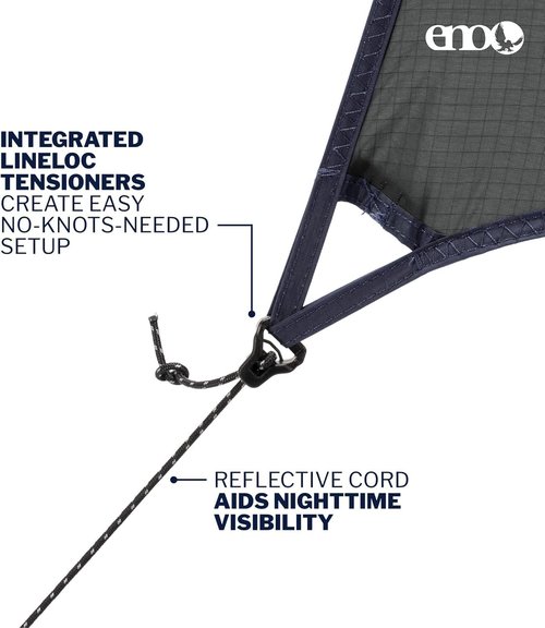 ENO, Eagles Nest Outfitters ProFly XL Rain Tarp, Ultralight Camping Tarp, Navy/Charcoal