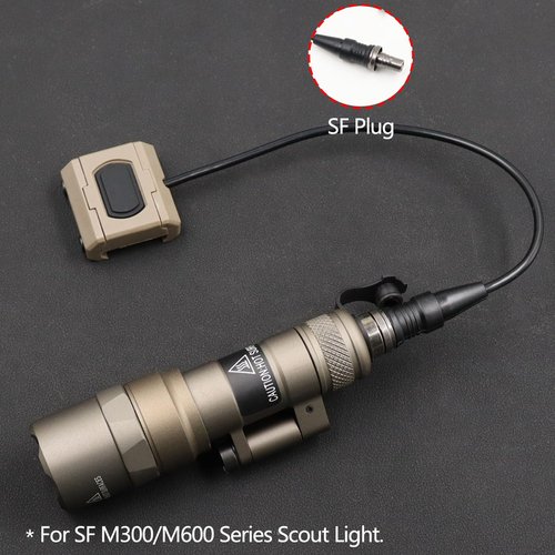 Weapon Light Pressure Switch for M300 M600 ST07 Scout Light Tape Switch Assembly, with 20mm Picatinny Rail Mount and Mlok/Keymod Mount. (SF Plug-Tan)