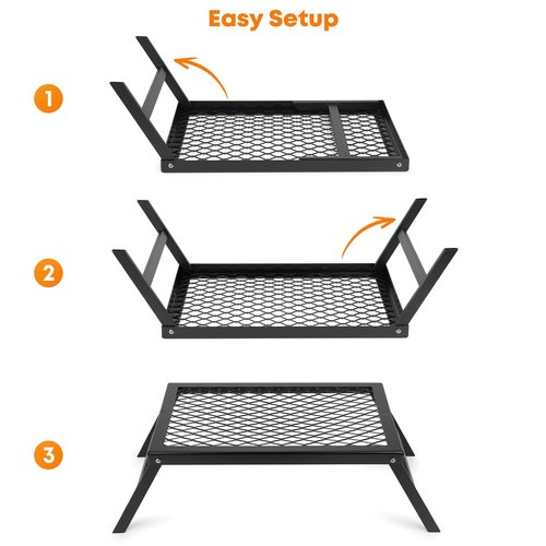 Stanbroil Folding Campfire Grill Grate, Outdoor Portable Camping Grill for Camping Cooking Fire Pit, 17.5" x 12.2"