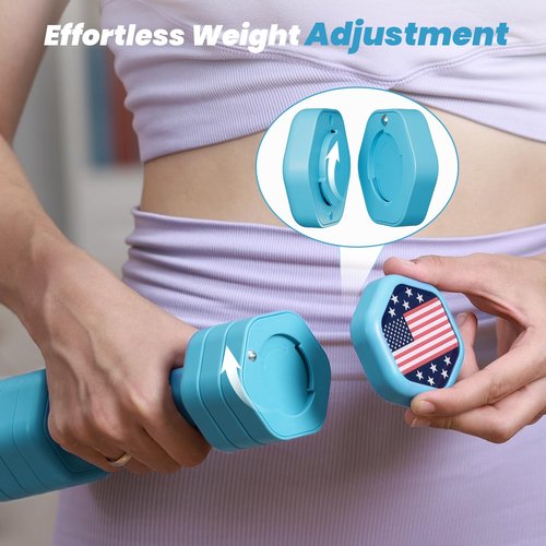 Zempox Adjustable Dumbbell Set of 2, 4 in 1 Hand Weights for Women at Home, 5 lb Weights Dumbbells set of 2, Each 2lb 3lb 4lb 5lb with TPU Soft Rubber Handle for Home Gym Exercise Training, Blue