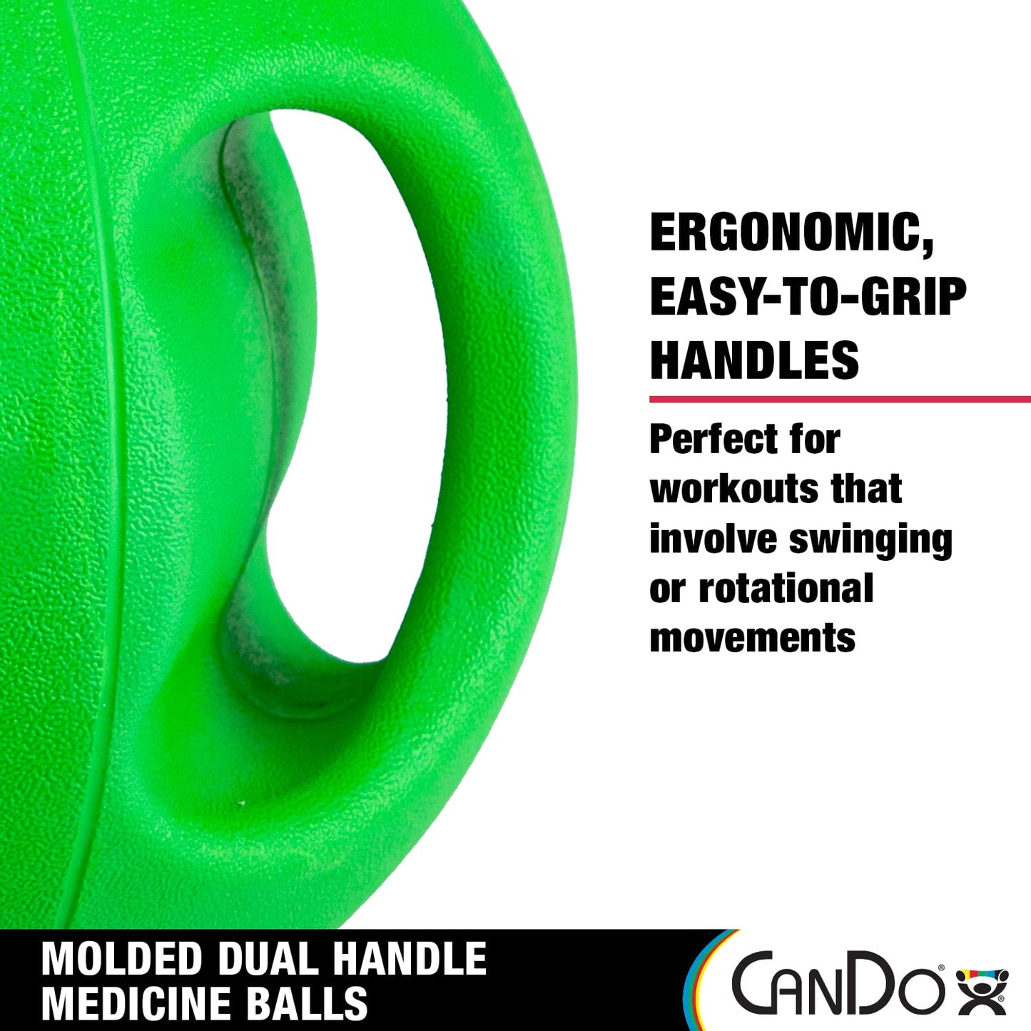 CanDo Molded Dual-Handle Medicine Ball for Strength Training, Core Workouts, Warmups, Cardio, and Plyometrics with Handles for Home and Clinic Use
