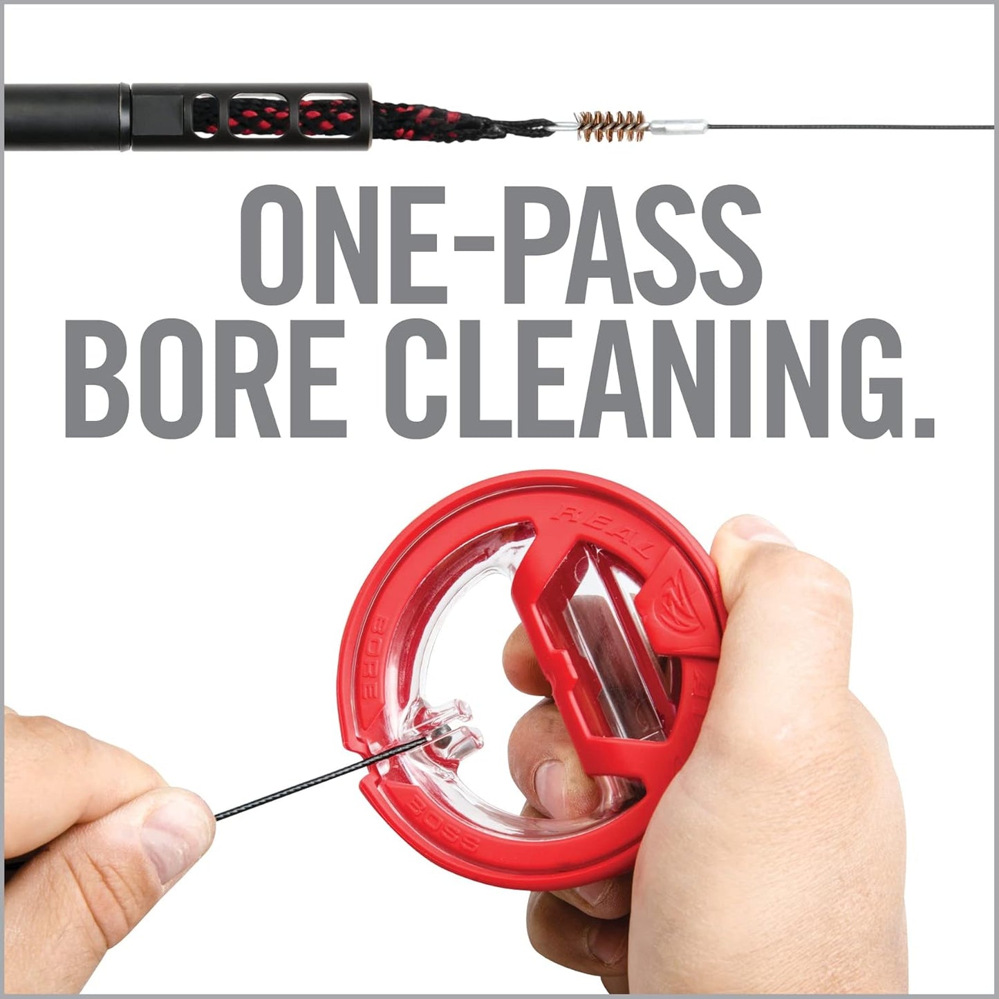 Real Avid Bore Boss Gun Cleaning System - Rapid Pull Through Barrel & Bore Cleaning Cable with Integrated Brush & Mop - Choose Style Below