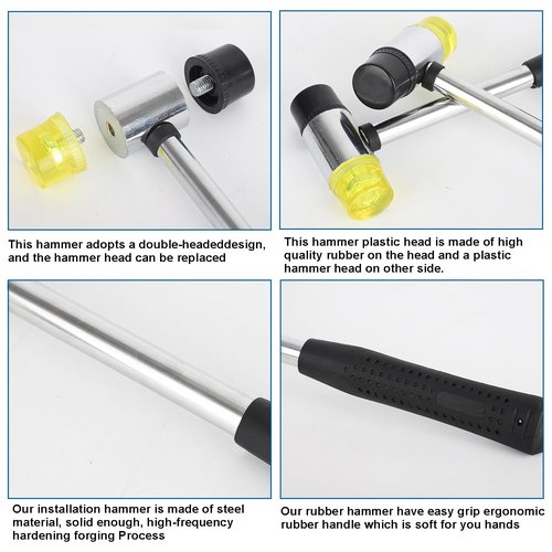Ragyzity 7 PCS Bike Bicycle Fork Star Nut Setting Installer Install Tool with 3 Free Star Nuts, Bike Fork Installer Setting Tool and Rubber Hammers with Star Nuts, MTB Star Nut Tool
