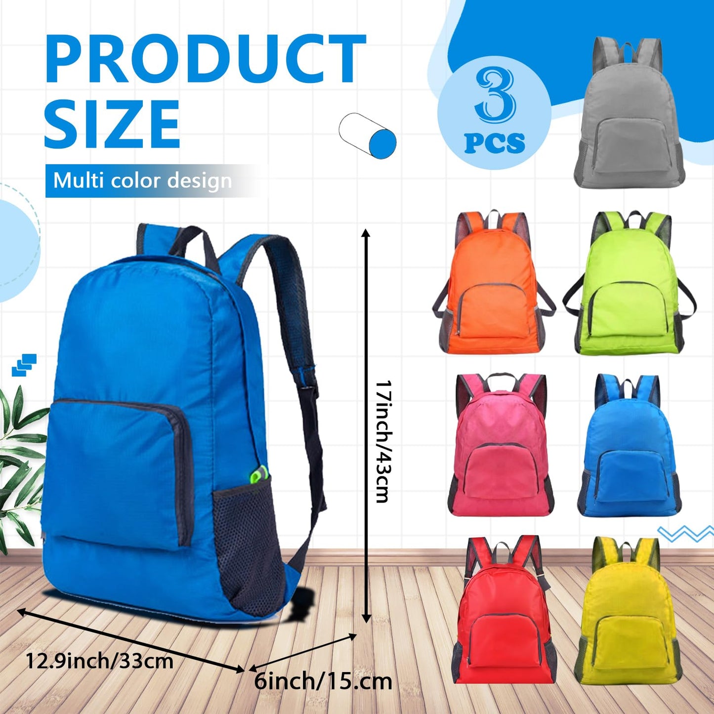 Hyuetrsa 21 Pcs Backpacks in Bulk 17 Inch Foldable Lightweight Backpack Outdoor Travel Book Bag Large Capacity Colorful Classic Back Packs for Adults(7 Colors)