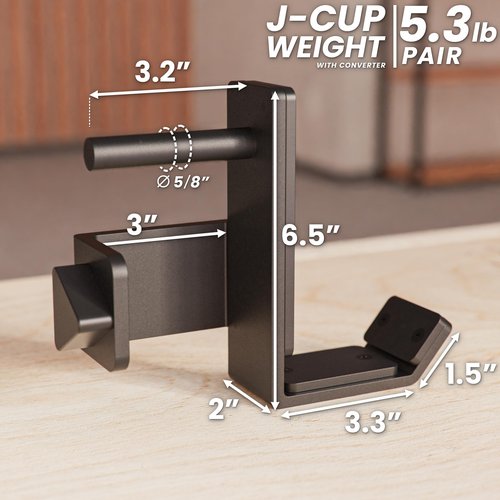 Synergee Power and Squat Rack Attachment 2x3 J-Cups Designed for 5/8” Hole. J-Hook for Power Lifting, Squats and Presses. Sold in Pairs.