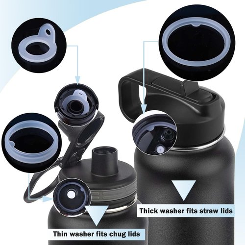 Roliabtol 3 Sets Water Bottle Gasket Replacement for Thermoflask 18/24/32/40/64oz Insulated Stainless Steel Water Bottle Lid Water Bottle Ring Seal O Ring Seals Compatible with ThermoFlask-12 Total