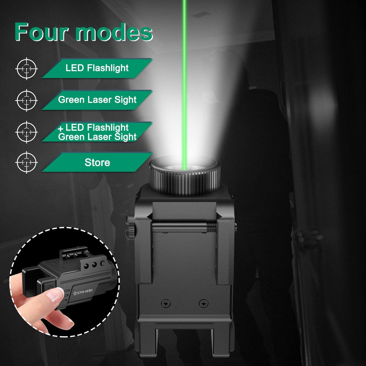 Aluminium USB Rechargeable Taurus G2c G3C Pistol Green Laser Light Combo, 600 Lumens Tactical Picatinny Rail Light with Laser Sight for Rifle