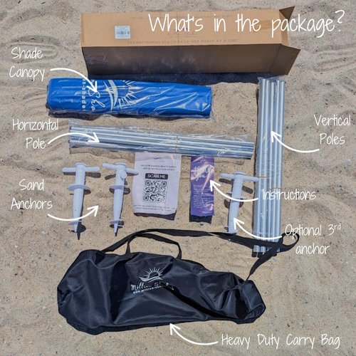 MillionShades™ Beach Shade Canopy – Extra Large 14 ft x 14 ft Wind-Propelled™ Sun Shade for Beach with UPF 50+, 360° Views, Quiet & Lightweight Design, Easy Setup Tent - Windproof Beach Shelter