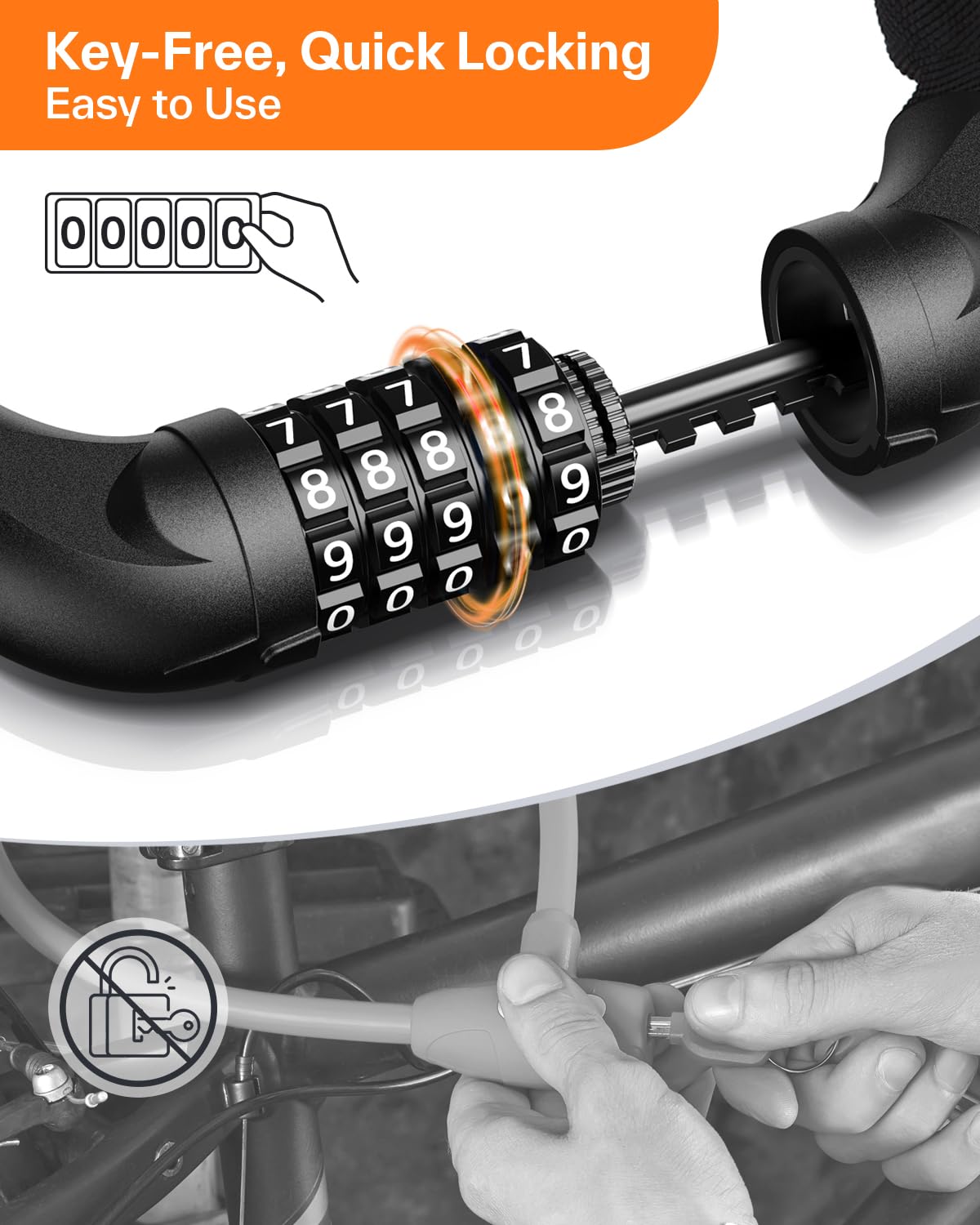 Sportneer Bike Lock: 5 Digit Combination High Security Anti Theft Bike Chain Lock - 5.9ft Heavy Duty Keyless Bicycle Lock for Bike Motorcycle Scooter Door & Gate - Easy to Use, Bike Accessories