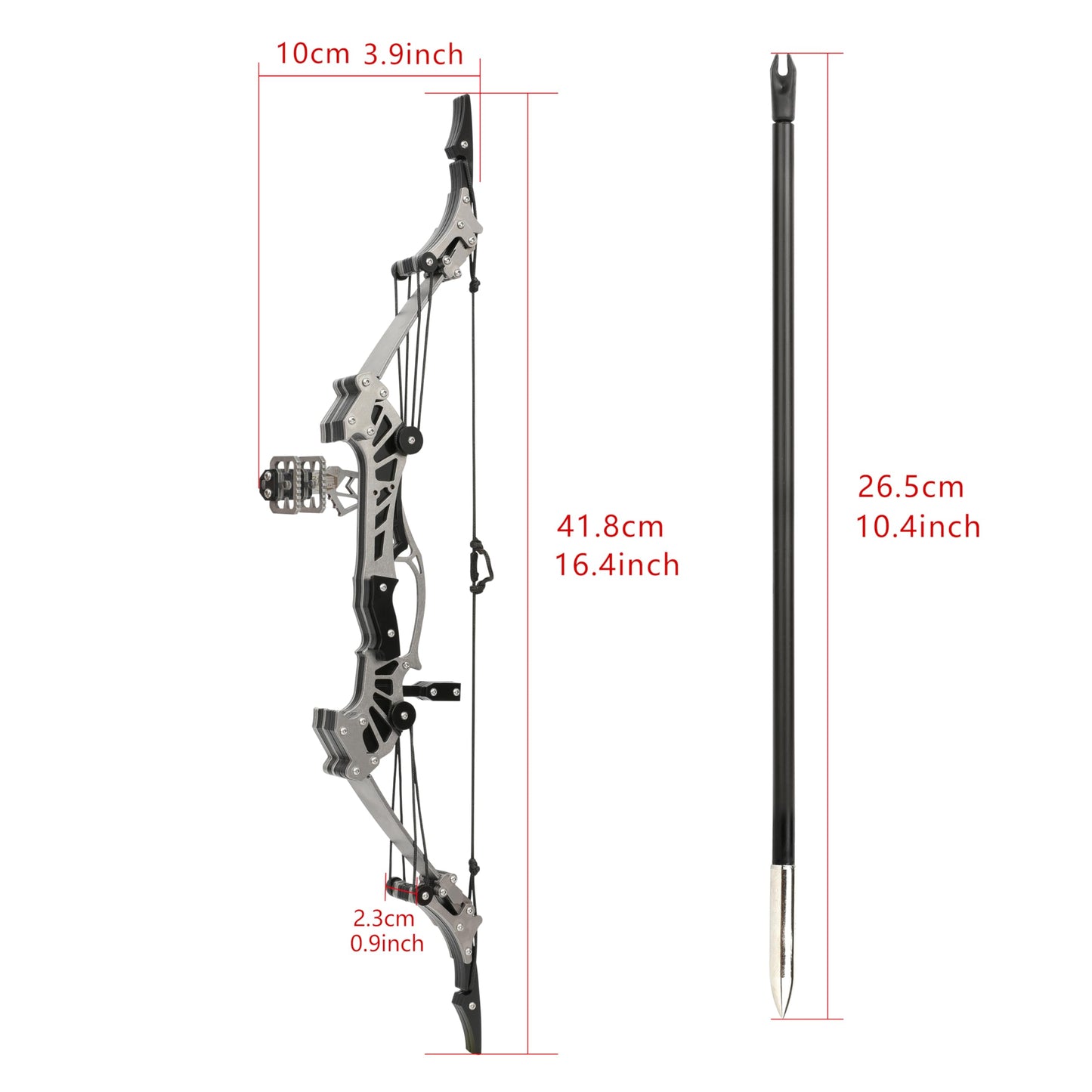 AMEYXGS 16.4inch Mini Lever Bow Recurve Bow Stainless Steel Includes 4/8 Arrows and Target Paper (8 Arrow Set)