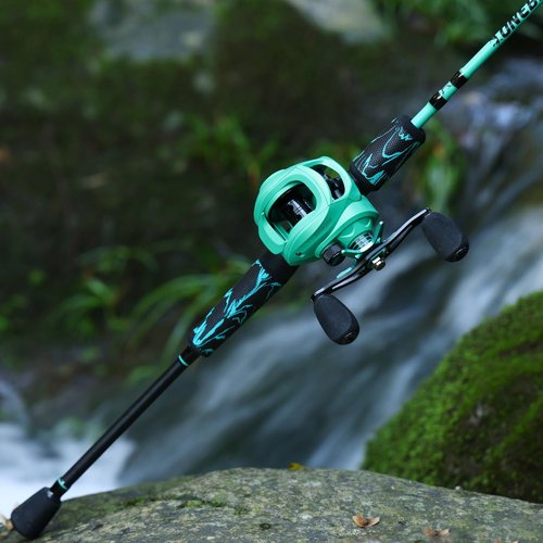 One Bass Fishing Rod and Reel Combo, IM6 Graphite 2Pc Blank Baitcasting Combo with SuperPolymer Handle- 6'0" with Right Handed Reel