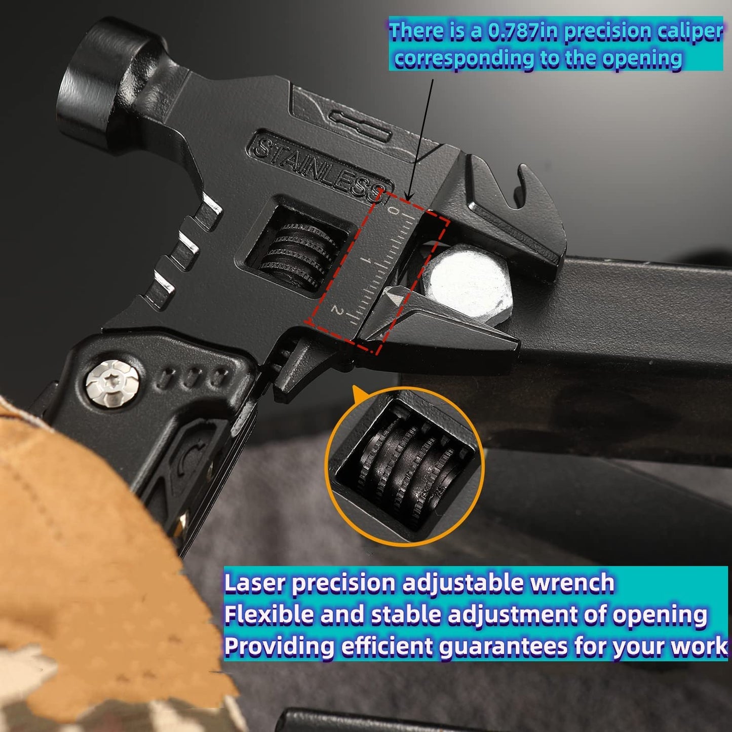 Fesasn Adjustable Wrench Multitool Hammer, 16 in 1 Pocket Multi Tool Pliers, All-in-One Survival Camping Multi Tool Apply to Home DIY, Survival, Camping and Everyday Use