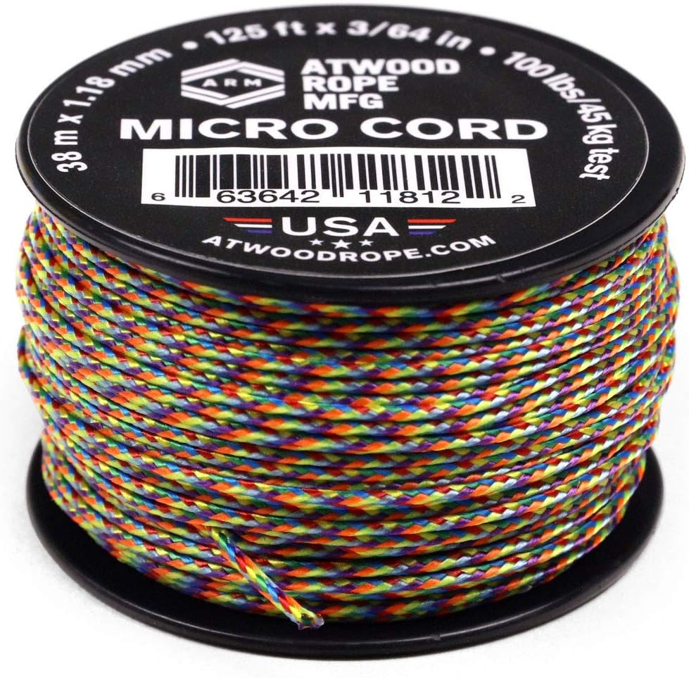 Atwood Rope MFG Micro Utility Cord 1.18mm X 125ft Reusable Spool | Tactical Nylon/Polyester Fishing Gear, Jewelry Making, Camping Accessories