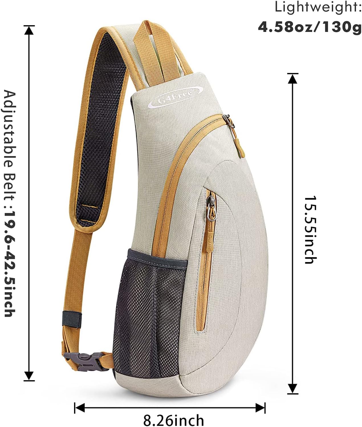 G4Free Sling Bag for Men Women, Small Crossbody Backpack Lightweight Chest Shoulder Bags for Travel, Outdoor and Sports (Black)