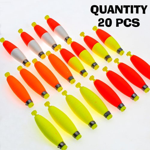 Proximitck Fishing Floats Fishing Bobbers EVA Foam Floats Cigar Fishing Bobbers Weighted Snap-on Floats Bass Trout Crappie Sea Boat Fishing