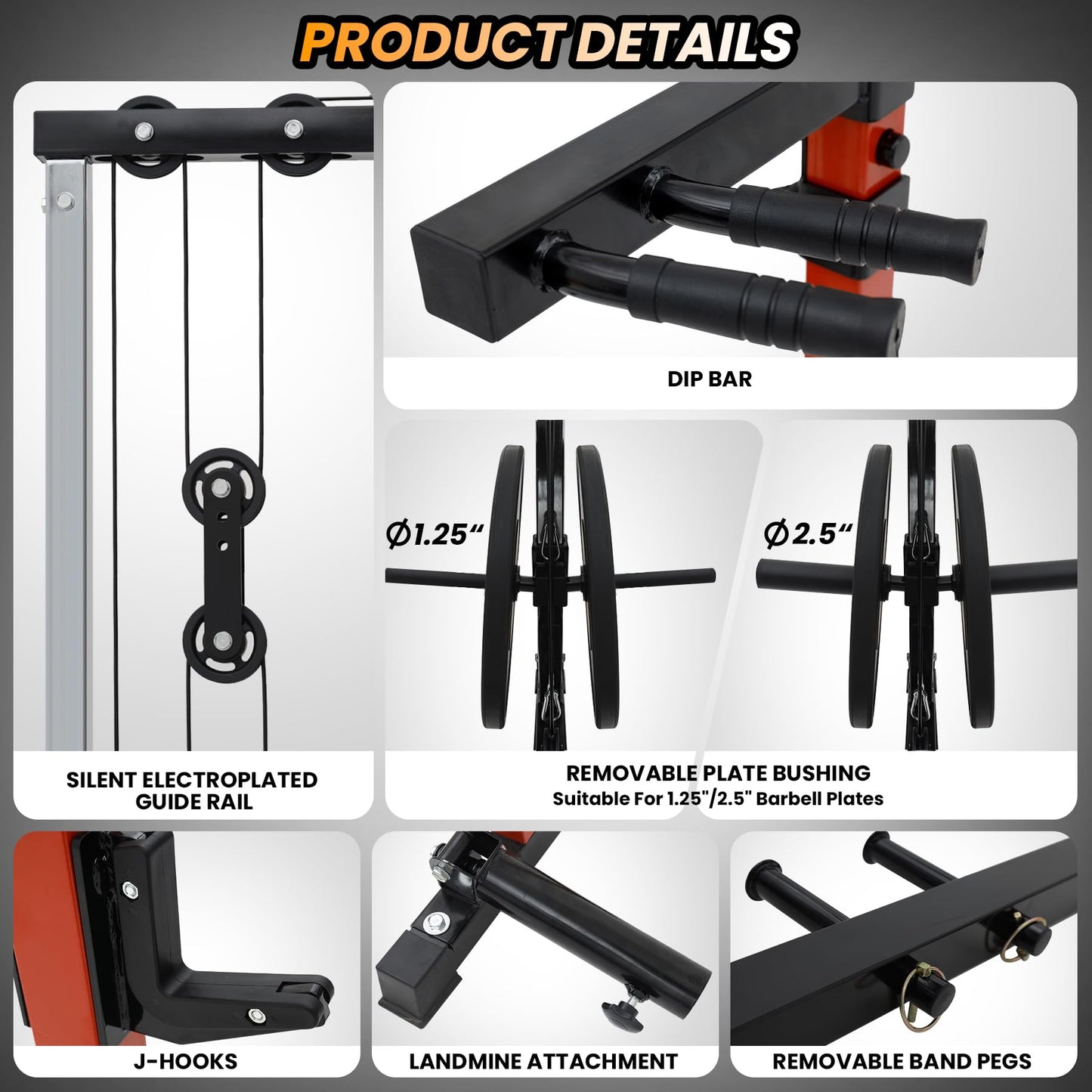 GarveeLife Power Cage with LAT Pulldown, Multi-Functional Power Rack with Cable Pulley System and J-Hooks, Squat Rack with Dip Bars and Landmine Attachment, Weight Cage for Home Gym Equipment