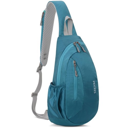 Peicees Sling Bags Men Women Shoulder Backpack Small Cross Body Chest Sling Backpack, Turquoise