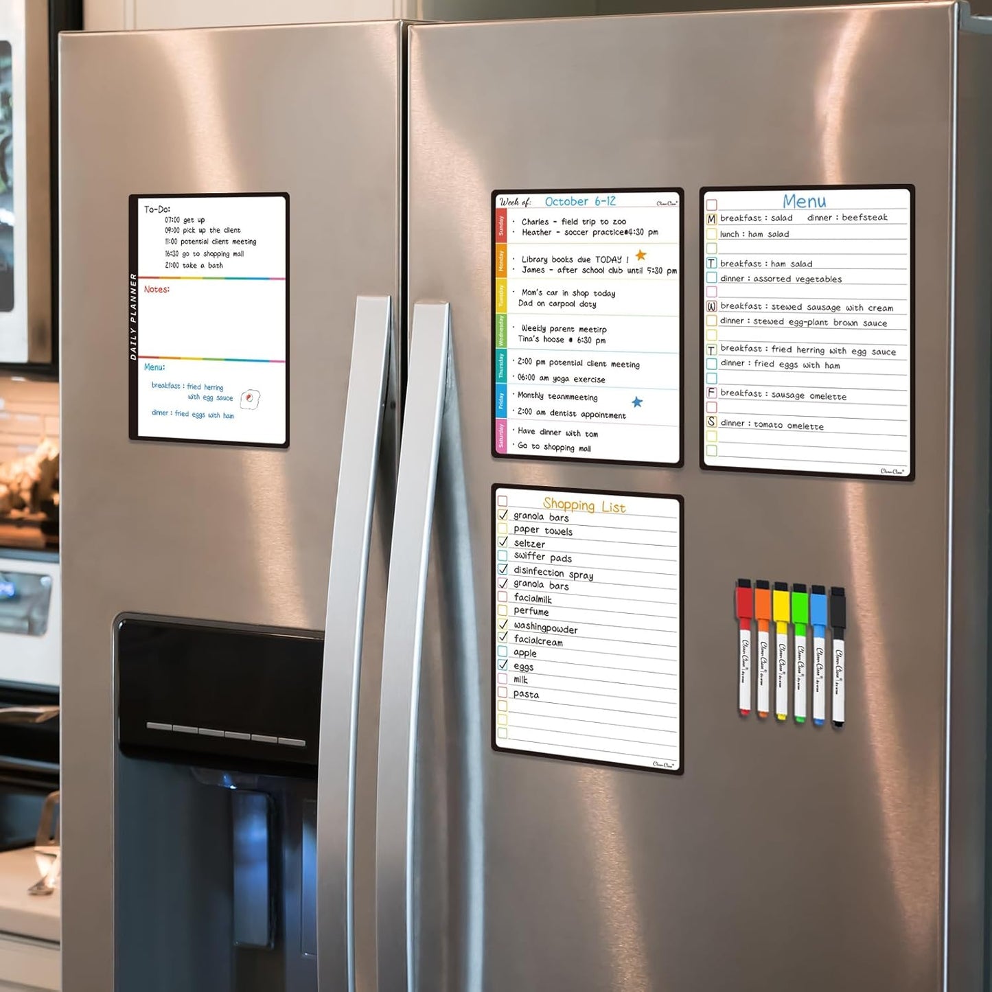 Magnetic Dry Erase Chore Chart - 14.5"x11" Chore Chart for Kids, Teens and Adults - 6.5"x8.5" List Board for Fridge - 6 Extra Fine Point Markers Included - Shipped Flat