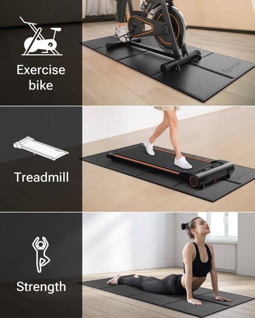 UREVO Foldable Treadmill Mat, Exercise Bike Mats for Home Gym Workout, Waterproof Non-Slip Exercise Equipment Mat Floor Protector for Indoor Walking pad, Cycles, Rowing Machine, Elliptical