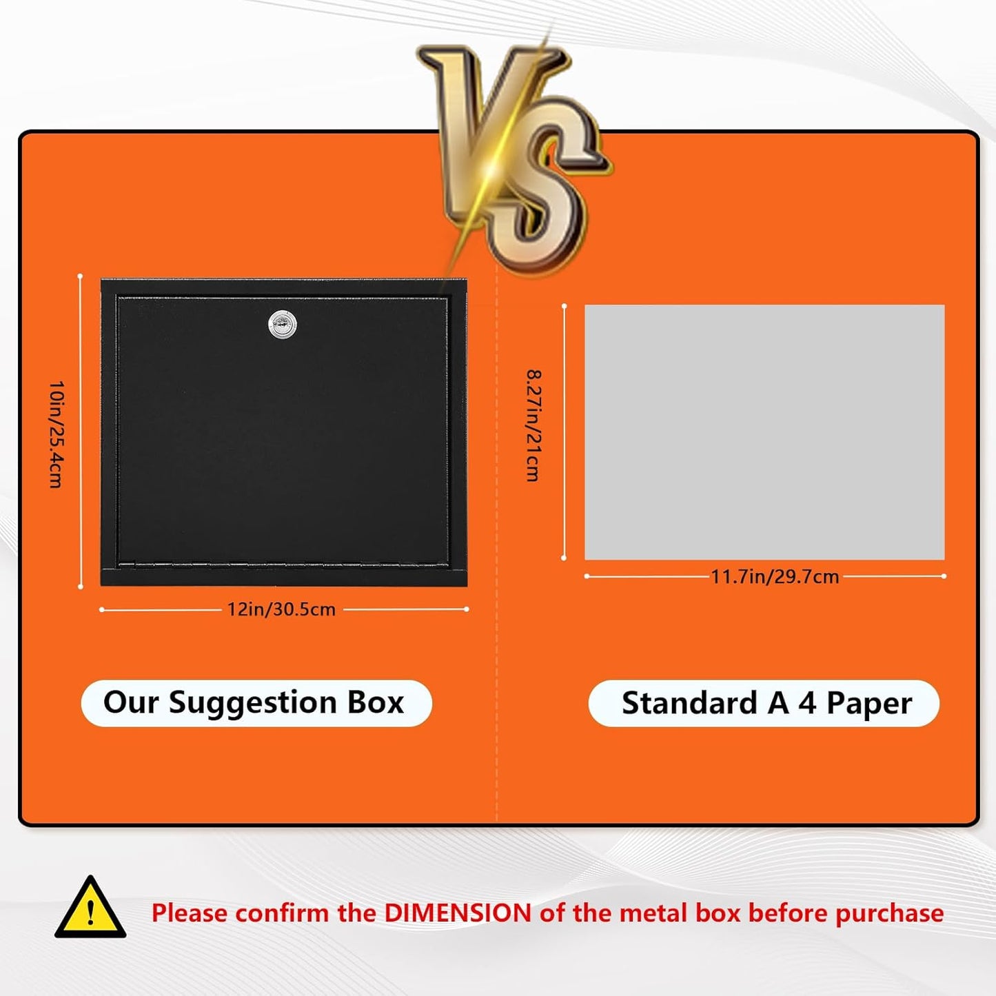 KYODOLED Suggestion Box with Lock and Slot, Small Locking Mailbox for Office, Wall Mount Safe Money/Key Drop Box with 50 Free Suggestion Cards, 9.8" W x 3" D x 7" H, Black