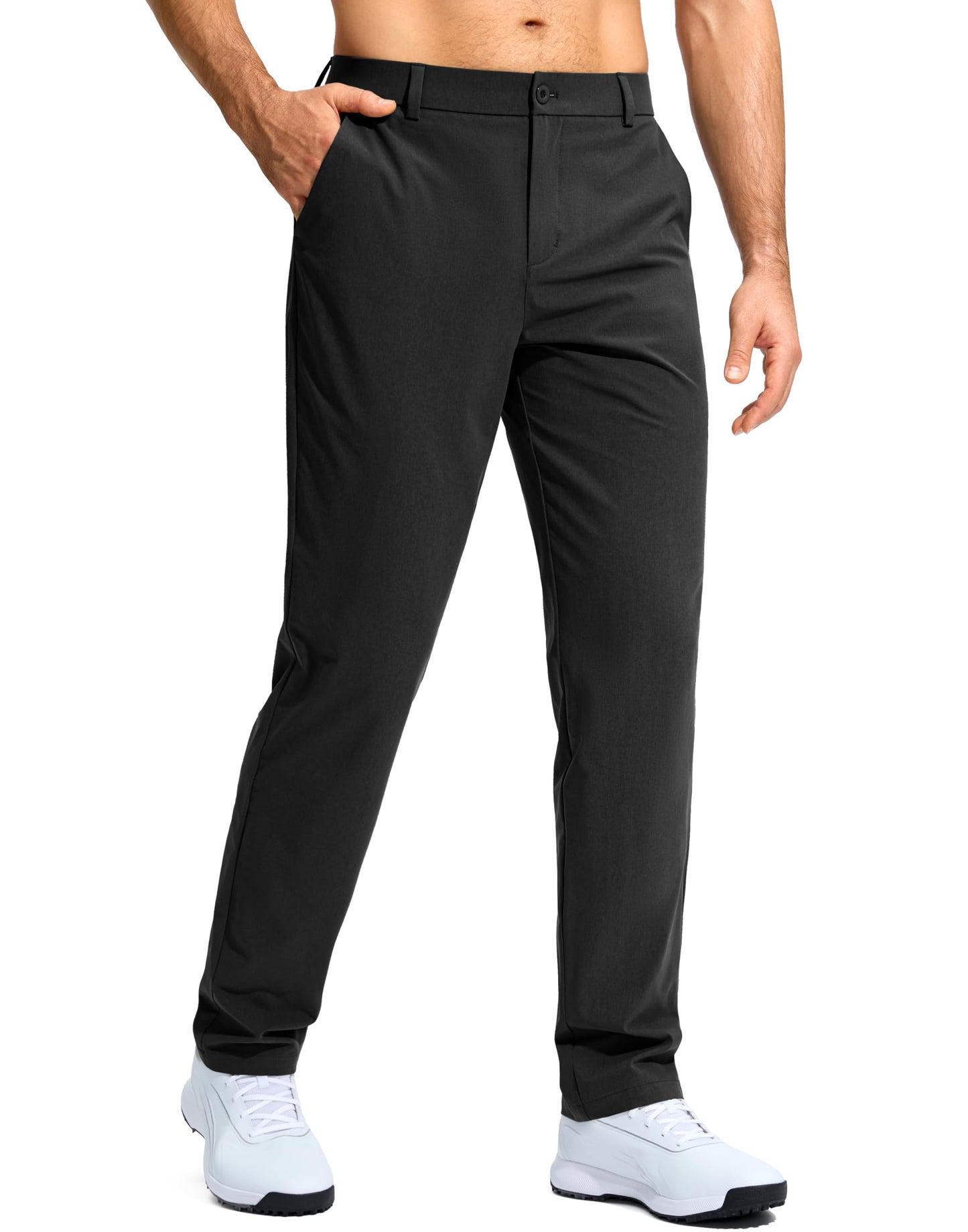 G Gradual Mens Golf Pants Stretch Dress Casual Pants 30"/32"/34" Lightweight Work Travel Slacks for Men with 4 Pockets(Black,L32.W34)