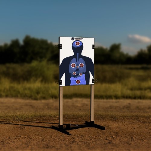 KNINE OUTDOORS Shooting Targets Paper, 12 x18 inch, Bulk for Hunting, Handguns, Pistols, Rifles, Silhouette with Red Bullseye, Human Silhouette (60 Pack)