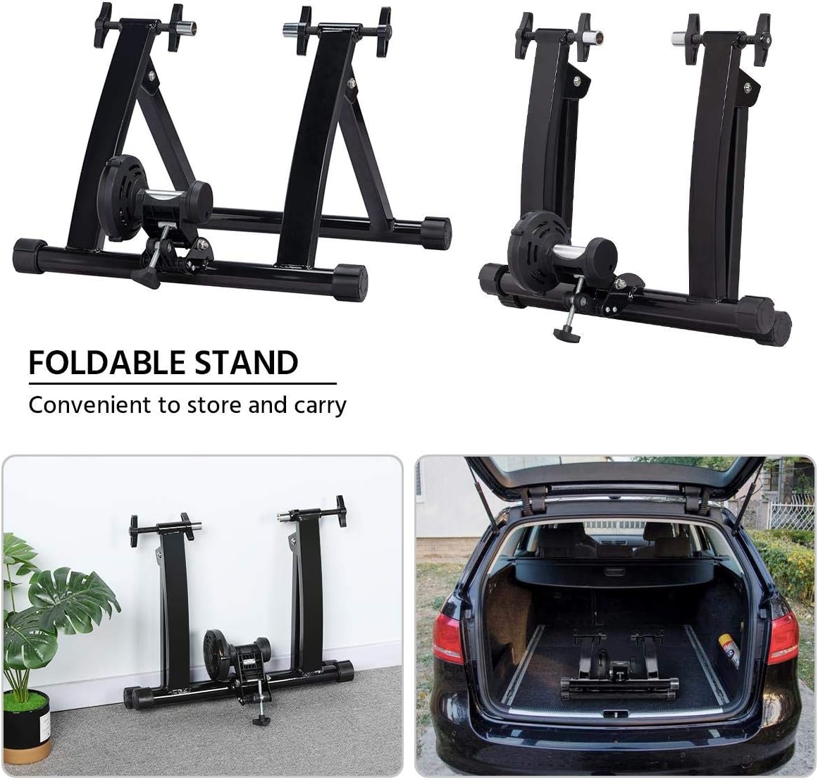 Yaheetech Bike Trainer Stationary Bike Stand Magnetic Bike Trainer Stand for Indoor Riding Premium Steel Bicycle Trainer Accessories Fits for 26in-28in, 700C Wheels