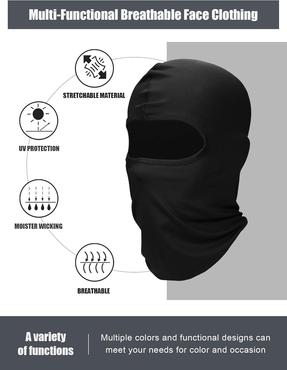 6 Pcs UV Protection Ski Mask Balaclava | Summer Full Face Cover for Men & Women