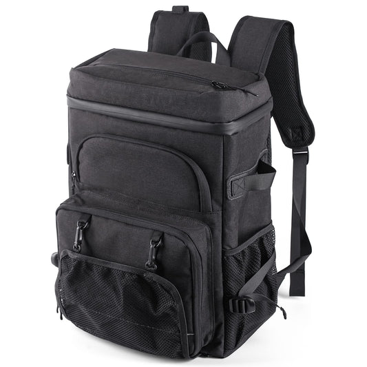 DEWUR Cooler Backpack 45 Can Large Capacity Insulated Backpack, Waterproof and Leak-Proof, Portable with Bottle Opener, Perfect for Picnics, Camping, Beach, Hiking,Shopping, 35L (Black 45Can)