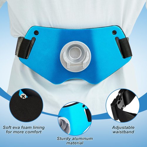 Leyndo Aluminum Fishing Belt Rod Holder Adjustable Fishing Fighting Waist Belt Padded Fishing Rod Waist, 1.8 in Inner Diameter(Blue)