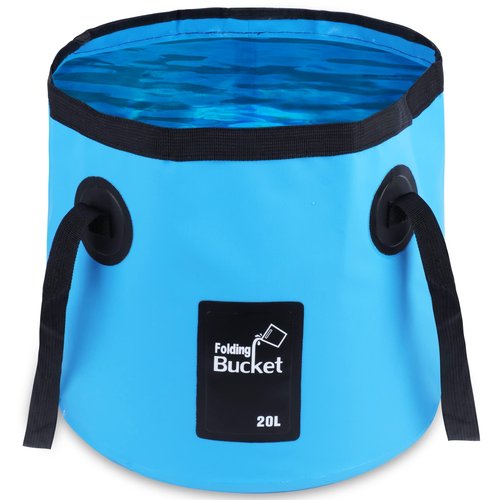 B013 Collapsible Bucket with Handle - Foldable Water Bucket for Easy Storage | Durable & Portable Folding Bucket for Camping, Hiking (Blue)