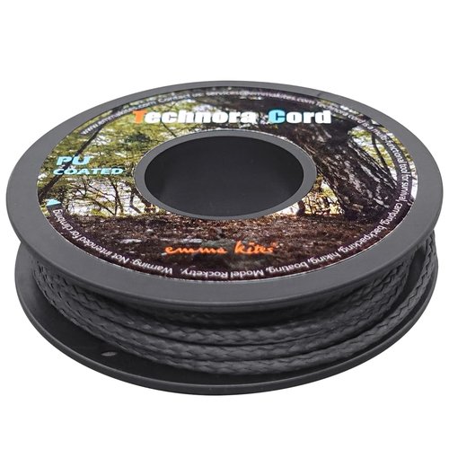 emma kites Black 1mm Technora Braided Cord PU Coating Abrasion Flame Resistant, Snare Line Tough Tactical Survival Assist Cord Model Rocket Paracord 200Lb 30Ft