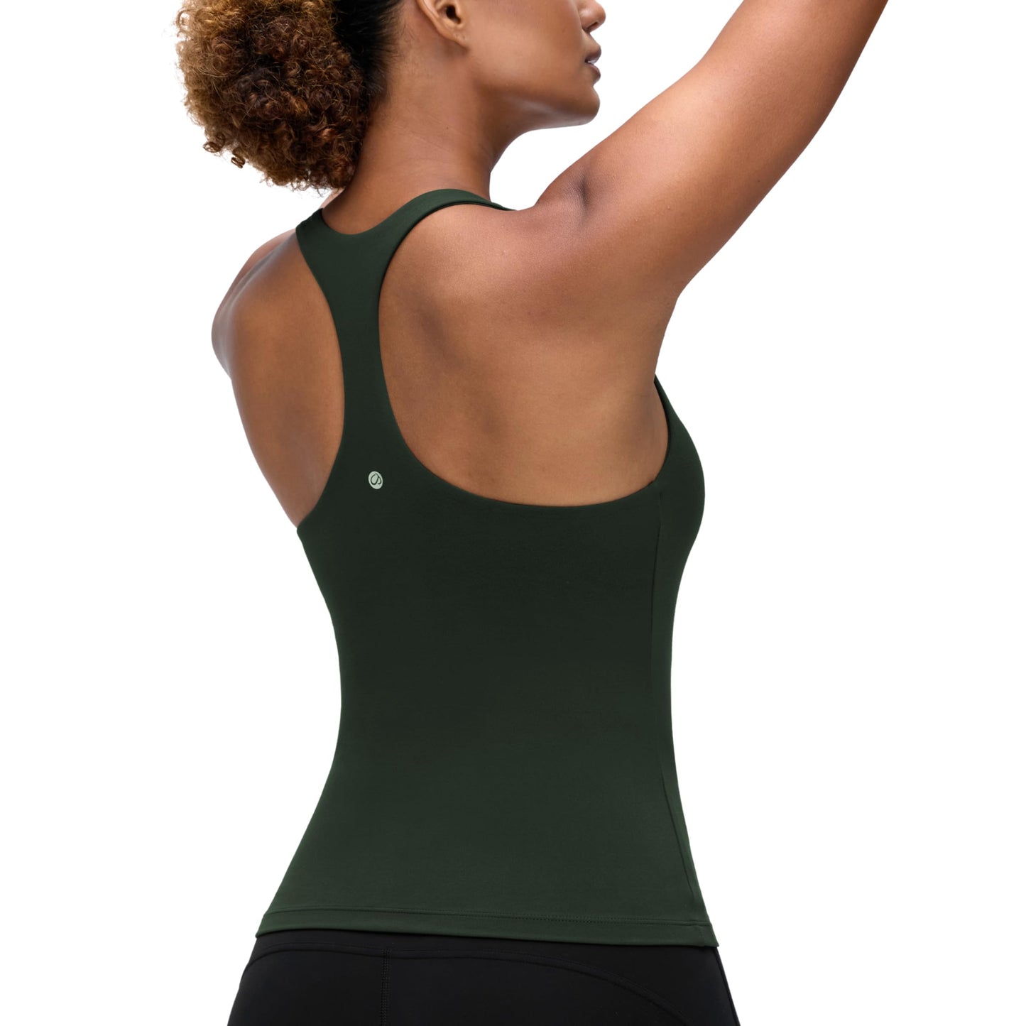 CRZ YOGA Butterluxe Workout Racerback Tank Tops for Women - Padded Athletic Spandex Yoga Shirts with Built in Bra Legend Green Medium
