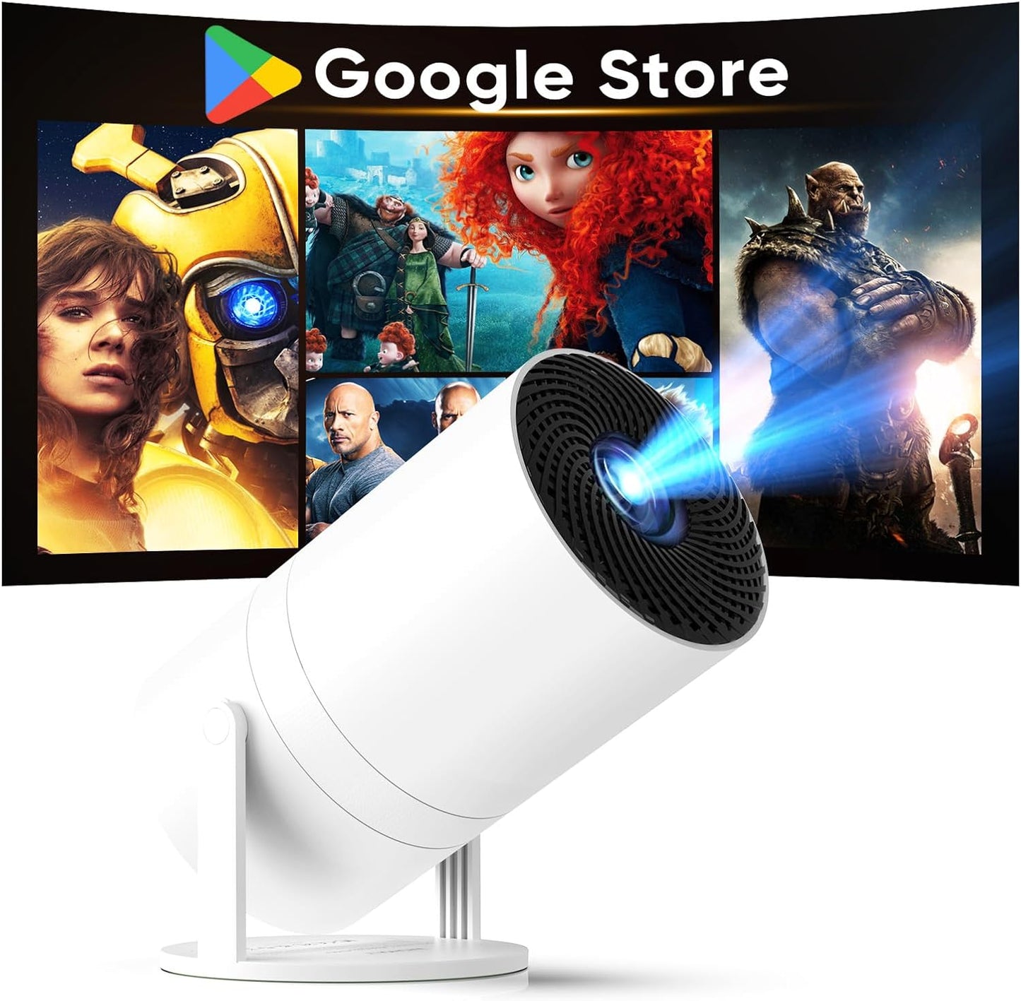 Mini Projector with WiFi and Bluetooth, Portable Movie Projector with 180° Rotatable, 1080P HD Supported, Auto Vertical Keystone, Compatible with Smartphone, TV Stick, Laptop, HDMI, USB