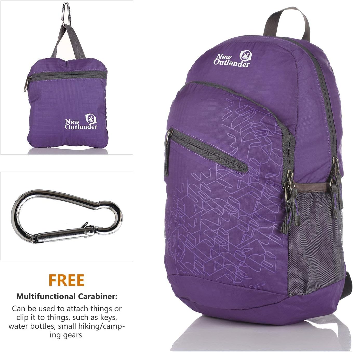 Outlander Packable Handy Lightweight Travel Hiking Backpack Daypack, Black