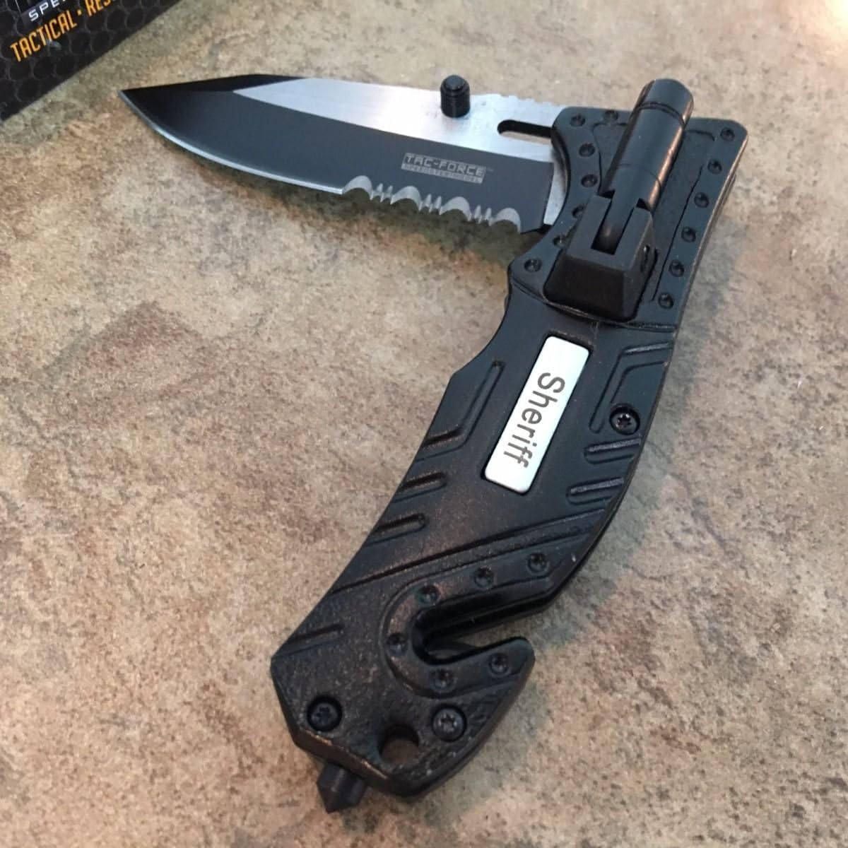 MTECH USA TAC Force TF-835 Series Spring Assist Folding Knife, Two-Tone Half-Serrated Blade, 4.5-Inch Closed