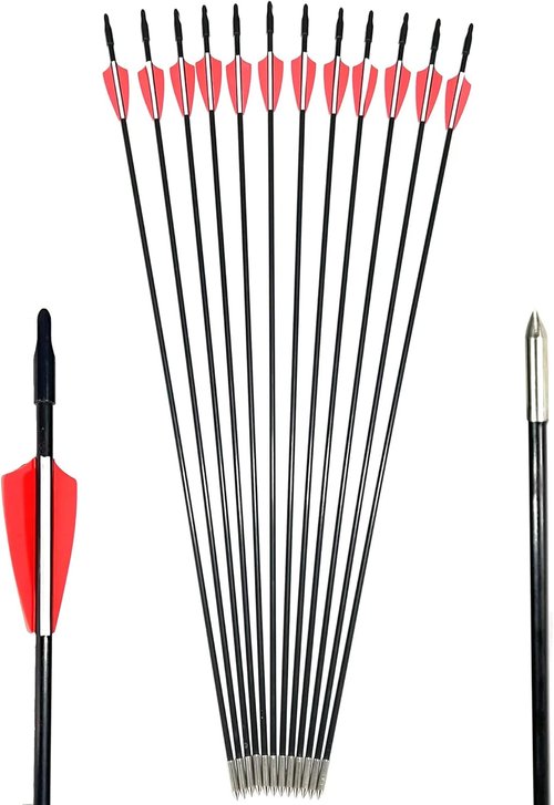 GPP Archery Beginner's First Arrows (30" Fiberglass Target Archery Arrows) - 12 Pack