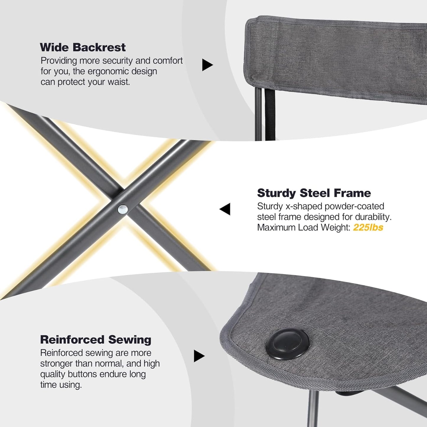REDCAMP 2 Pack Tripod Hunting Chairs for Blinds, Folding Lightweight Portable Fishing Chair for Adults Hunting Stools with Backrest, Golf Chairs for Spectators, Camo