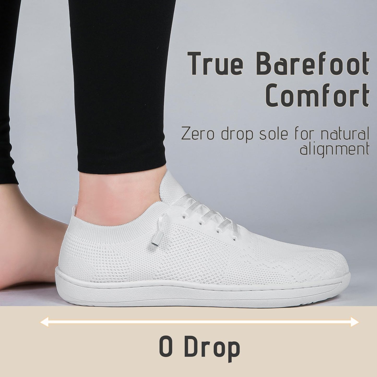 VXGGVX Barefoot Shoes Women Tennis Running Barefoot Shoes Wide Toe Box Walking Casual Slip On Slippers Breathable Minimalist Sneakers White 10