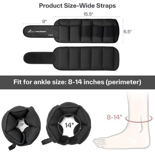 Sportneer Adjustable Ankle Weights for Women and Men 1 Pair of 4 8 12 16 20 LBS Heavy Weighted Leg Weights with Adjustable Straps, Strength Training Weights for Yoga, Aerobics, Gym, Fitness, Workout
