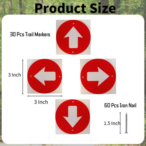 rejopfad Trail Markers Pack of 30, Bright Reflective Trail Marker Aluminum Signs Mark Your Trees for Hiking, Camping, Hunting