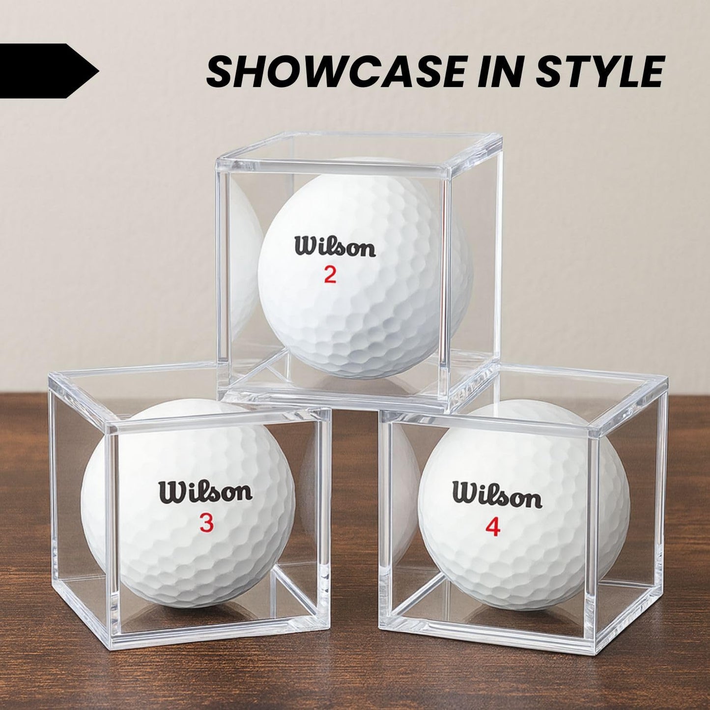 Display Zone Golf Ball Cube Display Case - Showcase & Preserve Your Golf Collection - Stunning Transparent Single Ball Holders - (Box of 6 Cubes)