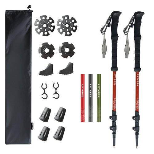 TENPLAY Trekking Pole 7075 Aluminium,EVA Anti-Slip Grips,Quick Lever Lock,3 Section Collapsible,135cm/53.15" Lightweight 0.5lbs,Poles for Hiking Mountaineering Backpacking,Walking.(2PCS)(Grey).